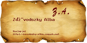 Závodszky Alba névjegykártya